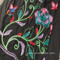 Formal Black 100 Polyester Wool Peach Embroidery Fabric